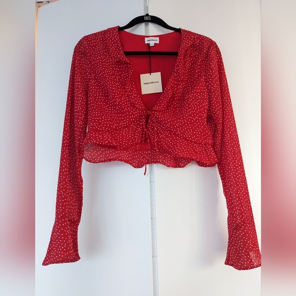 NWT Prisca Polka Dot Tie Top - REVOLVE - Picture 2 of 4